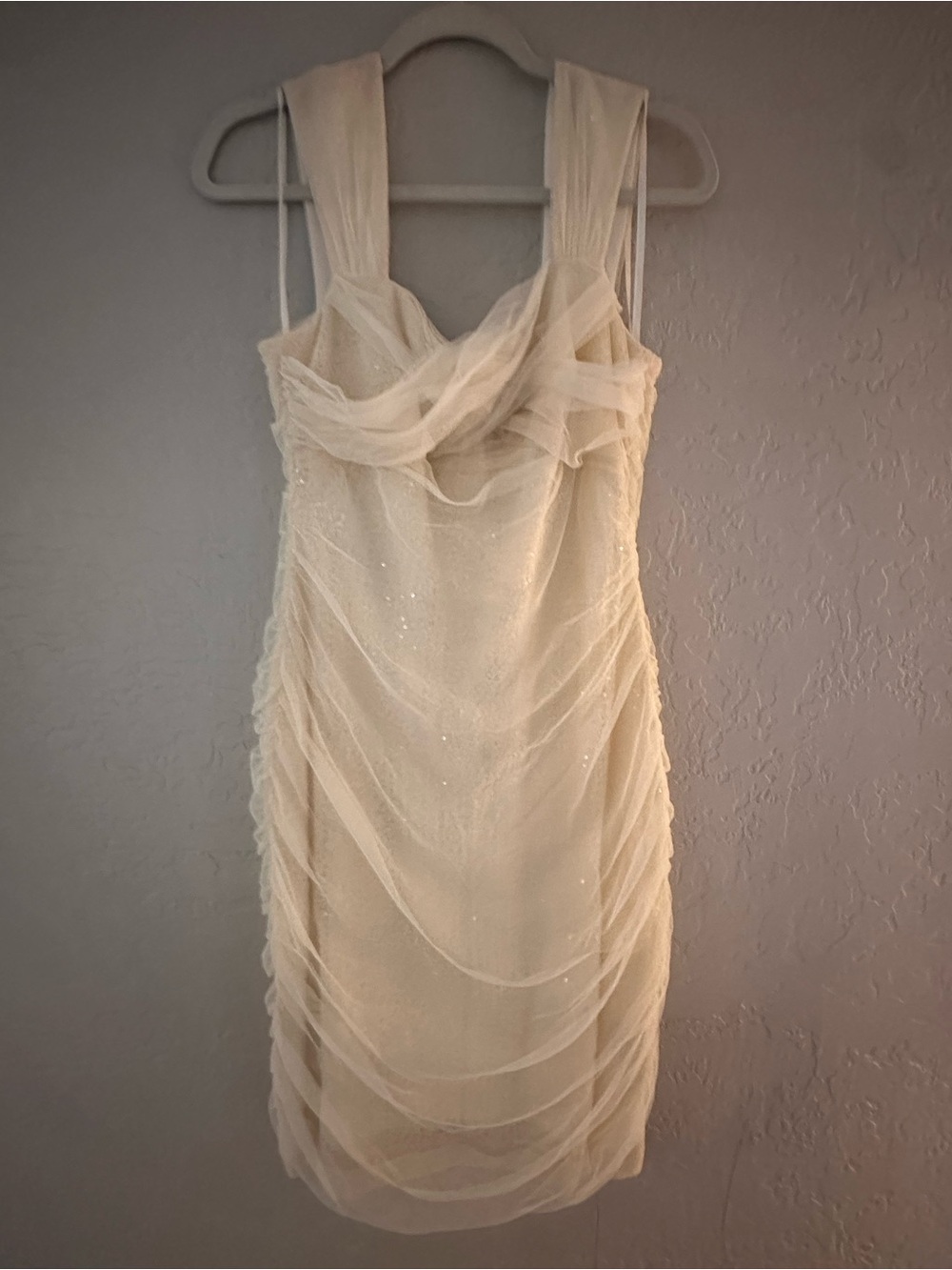 Lauren Ralph Lauren Cream Strapless Draped Mesh Cocktail Dress